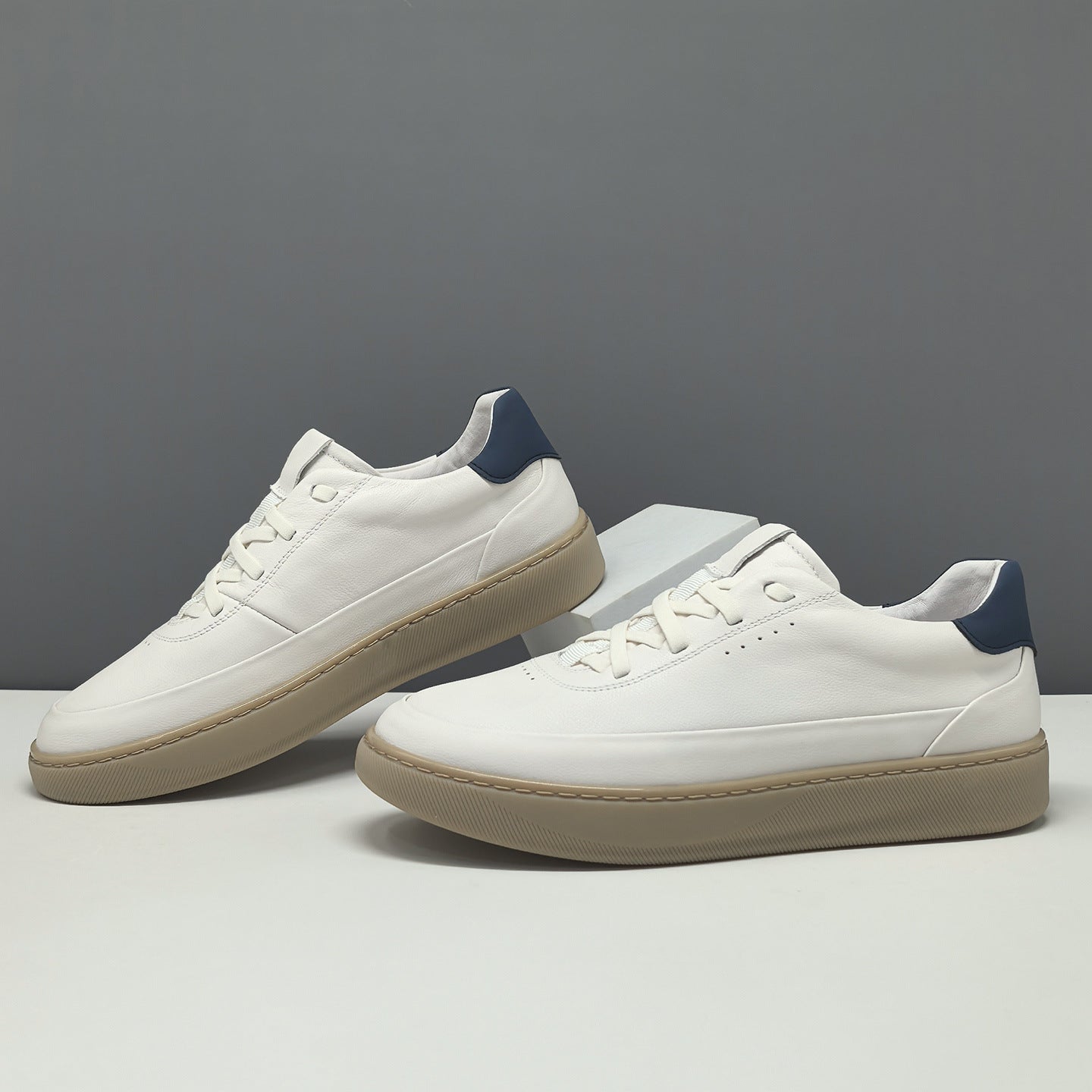 Men's Simple Plain Leather Flat Casual Shoes-RAIIFY