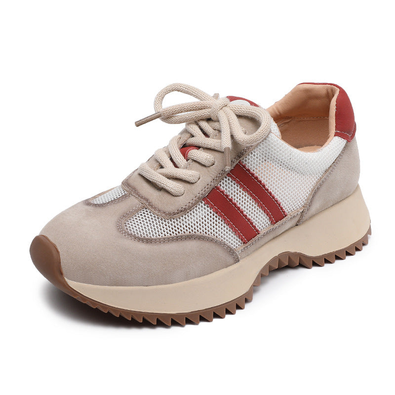 Women Styilsh Hollow Mesh Leather Casual Sneakers-RAIIFY