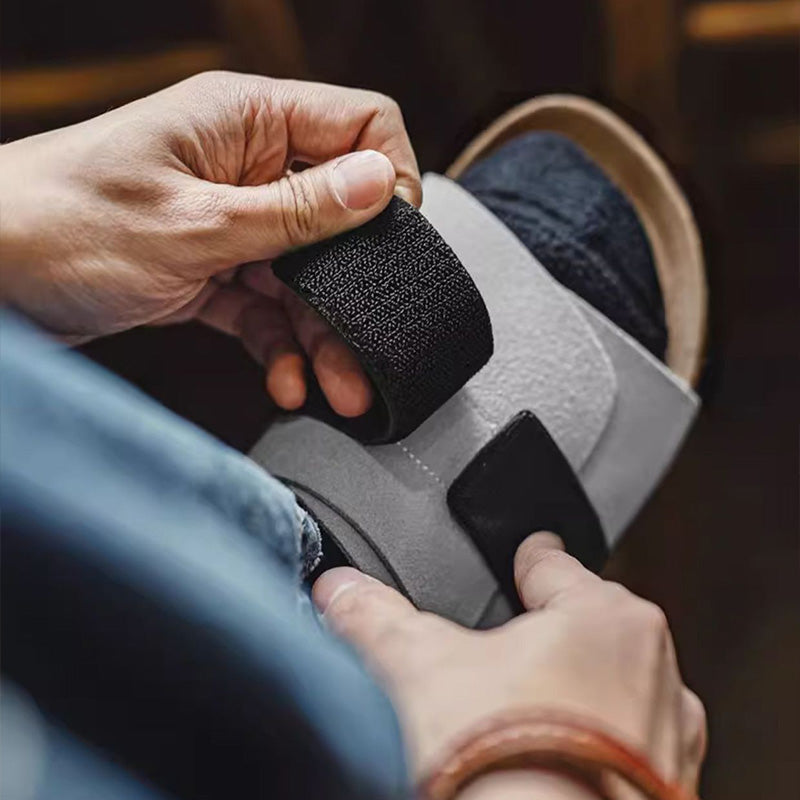 Men's Fashion Suede Lightweight Wooden Casual Slides-RAIIFY