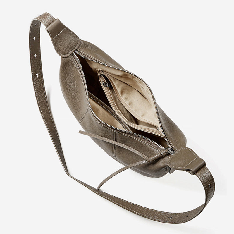 Women's Minimalist Soft Leather Crescent Shoulder Bag-RAIIFY