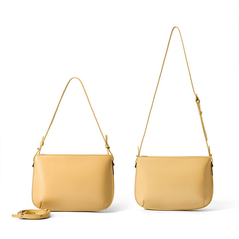 Women Minimalist Solid Leather Shoulder Bag-RAIIFY