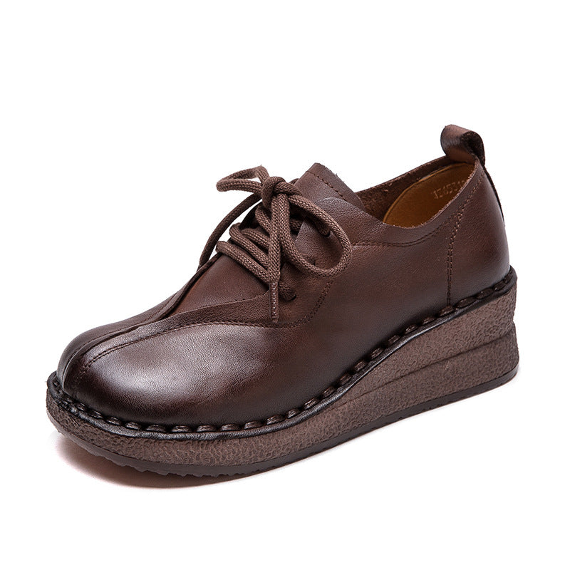 Women's Vintage Leather Wedge Casual Shoes-RAIIFY