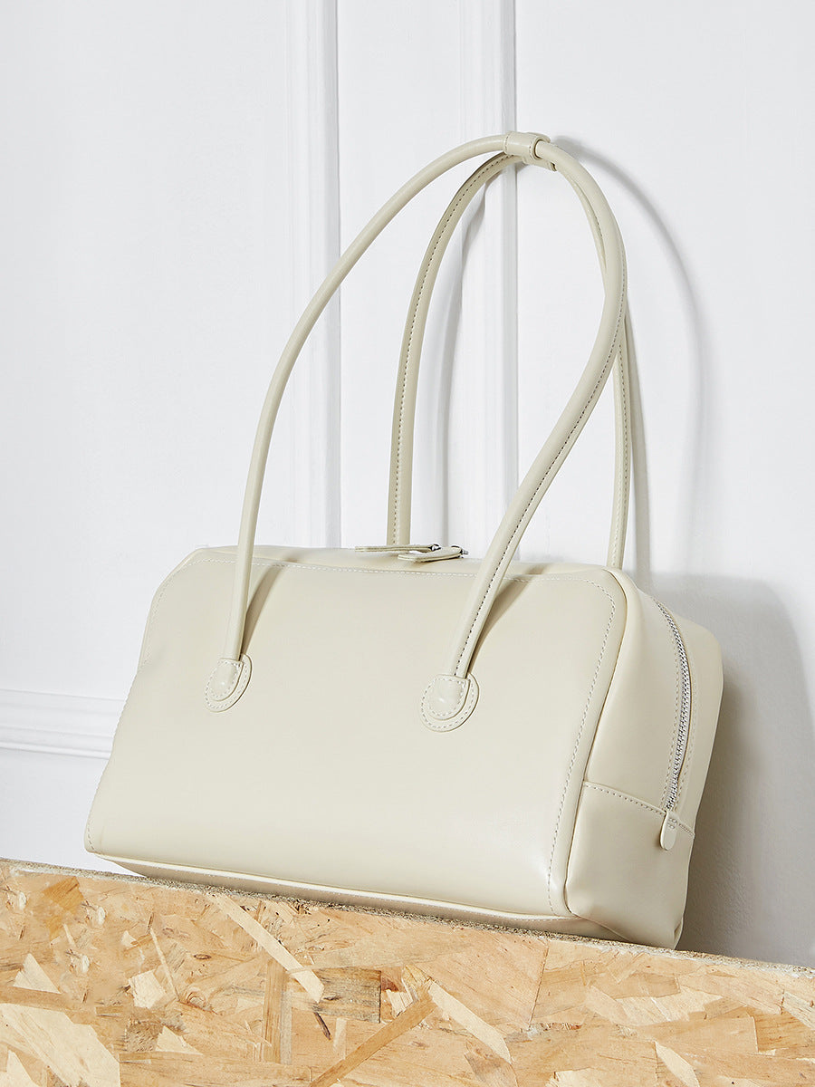 Women's Minimalism Plain Cowhide Leather Casual Shoulder Bag-RAIIFY