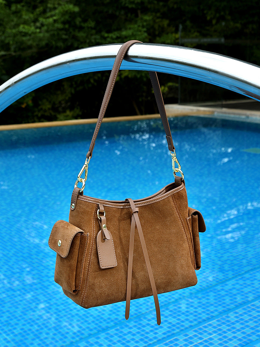 Women’s Suede Leather Retro Shoulder Bag-RAIIFY