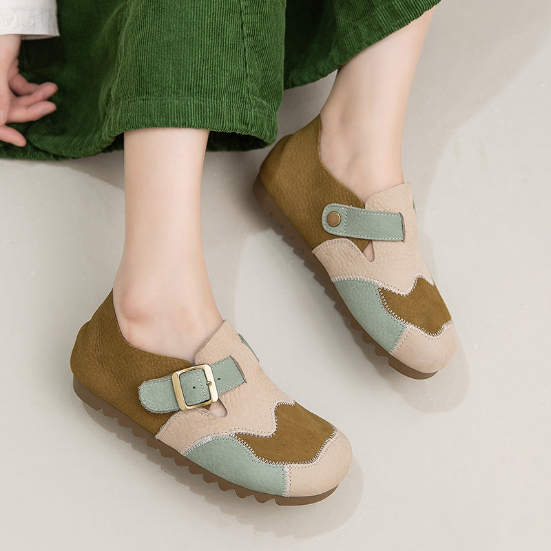 Women's Genuine Quilted Leather Casual Flat Shoes-RAIIFY