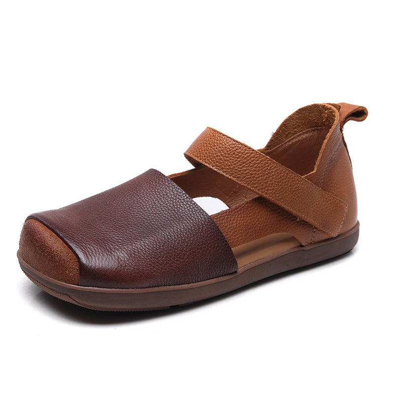 Women Retro Soft Leather Summer Casual Sandals-RAIIFY