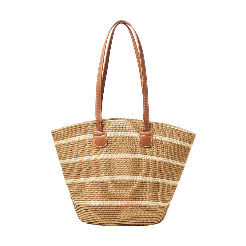 Women's Striped Straw Fashion Casual Tote Bag-RAIIFY