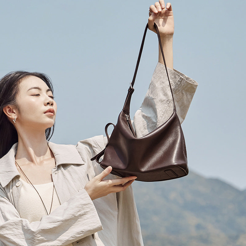 Women's Genuine Leather Soft Casual Hobo Bag-RAIIFY