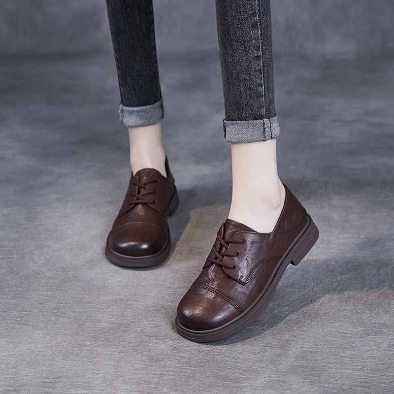 Women Retro Solid Soft Leather Casual Work Shoes Women Retro Solid Soft Leather Casual Work Shoes