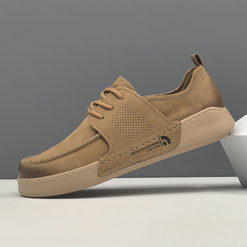 Men Minimalism Plain Leather Breathable Casual Shoes-RAIIFY