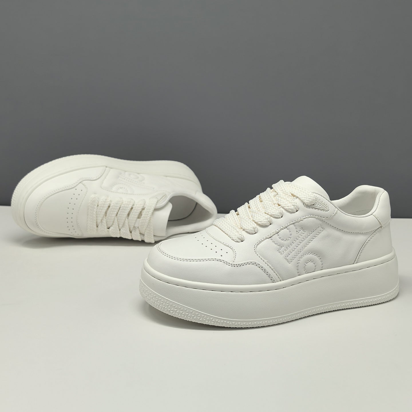 Men's Minimalist Plain Leather Casual Sneakers-RAIIFY