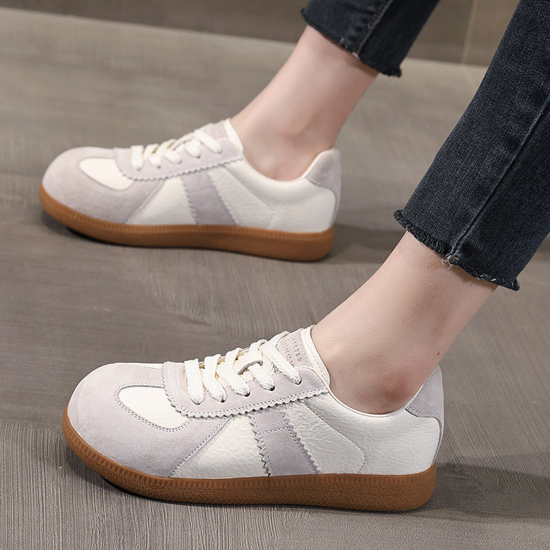 Women's Stylish Leather Low Top Casual Training Sneakers-RAIIFY