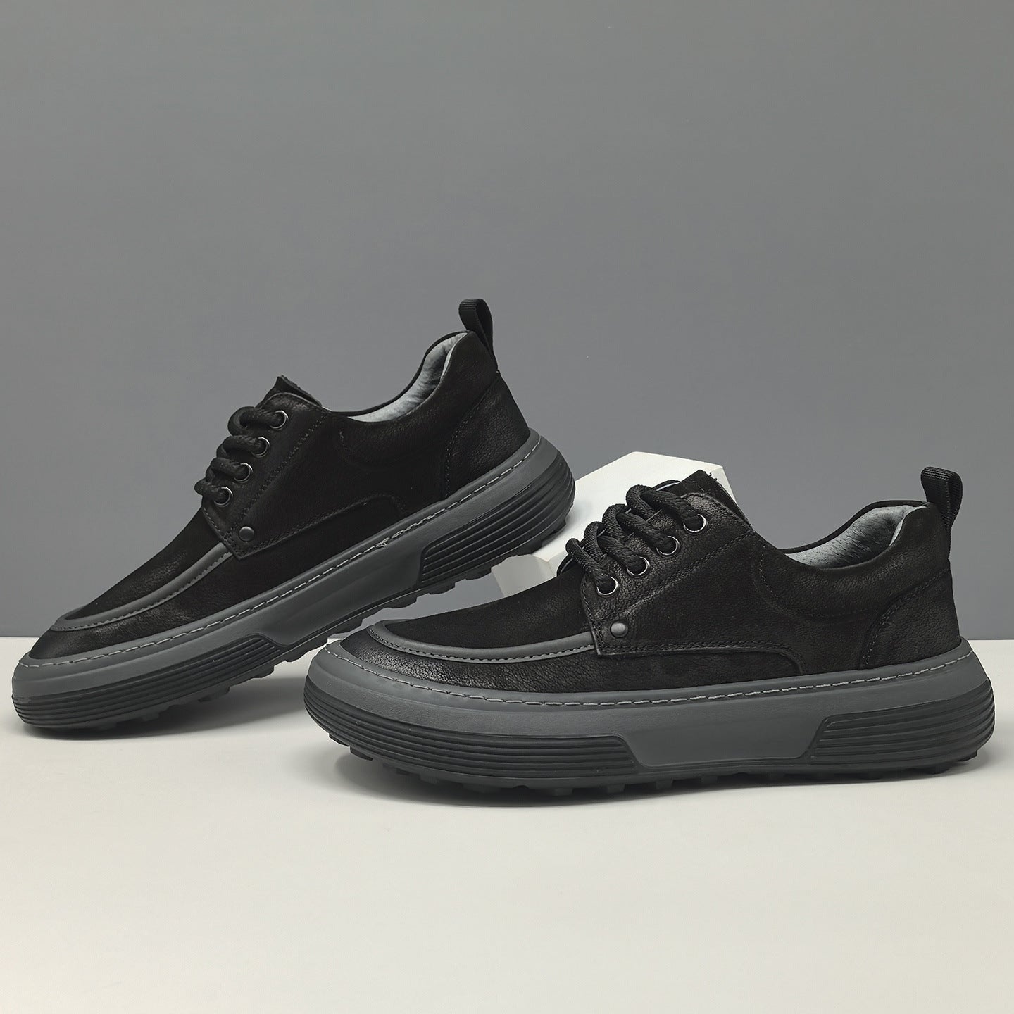 Men's Retro Quilted Leather Flat Casual Shoes-RAIIFY