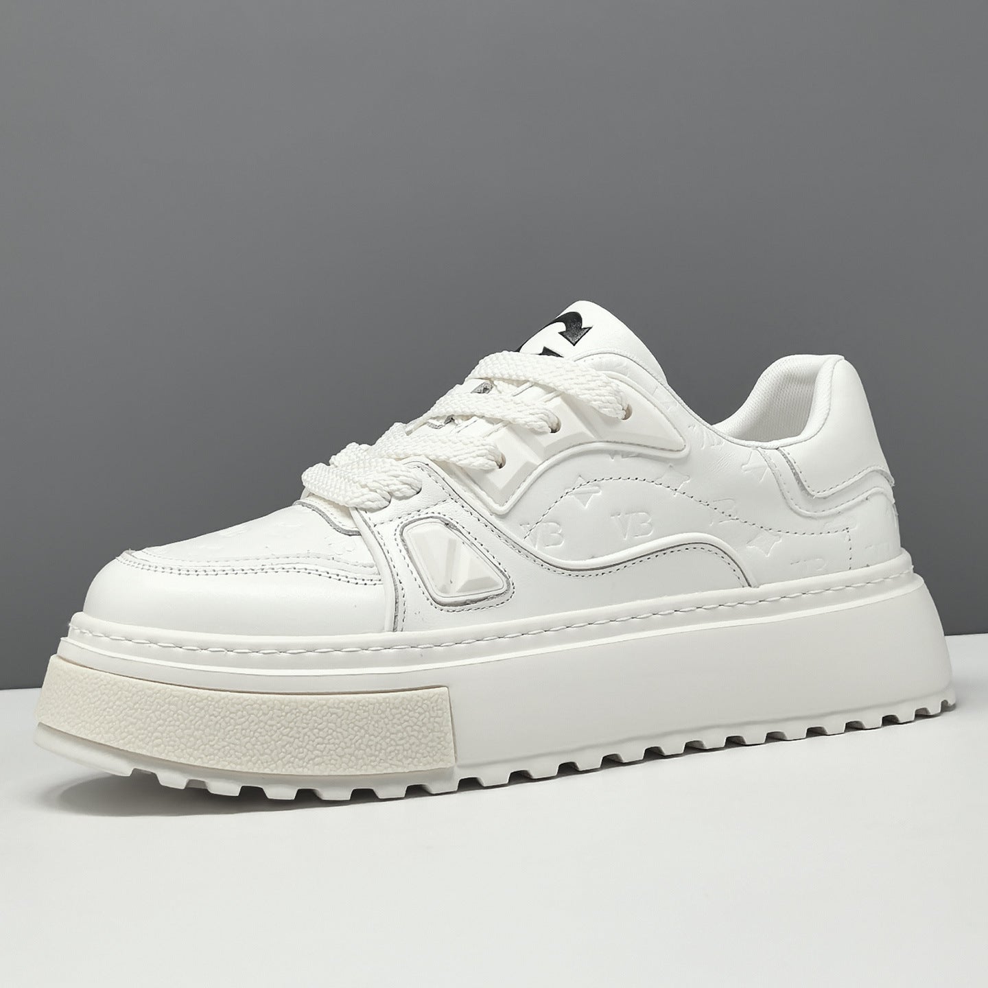 Men's Fashion Embossed Leather Thick Soled Sneakers-RAIIFY