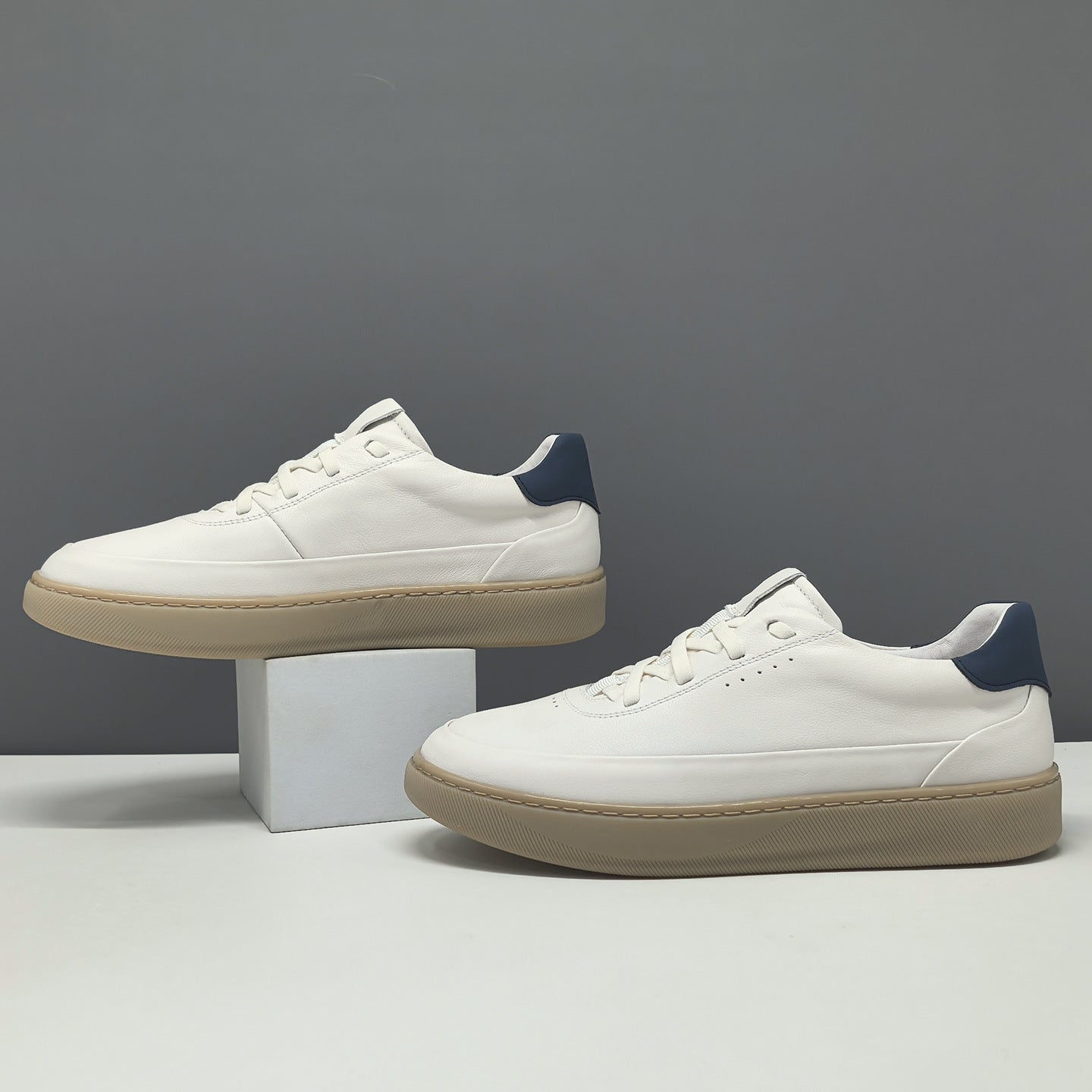 Men's Simple Plain Leather Flat Casual Shoes-RAIIFY