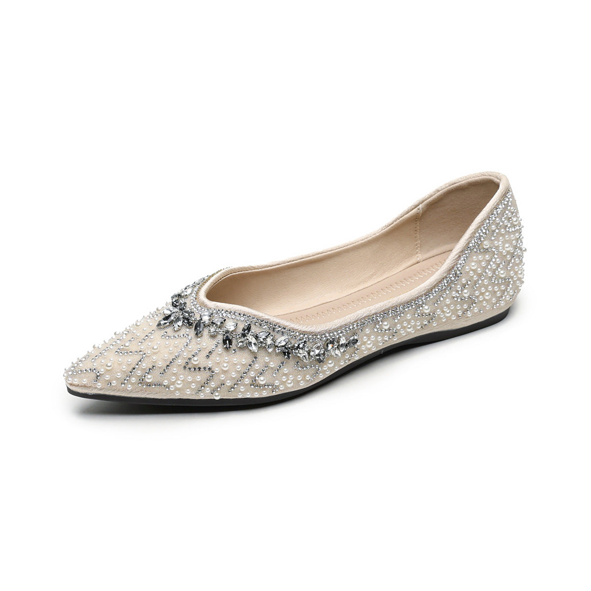 Women's Rhinestone Embellished, Shallow Mouth Slip-On Flats-RAIIFY