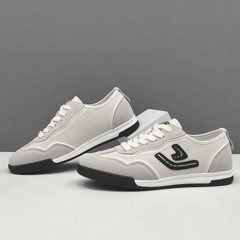 Men Fashion Patchwork Breathable Leather Flat Casual Shoes-RAIIFY