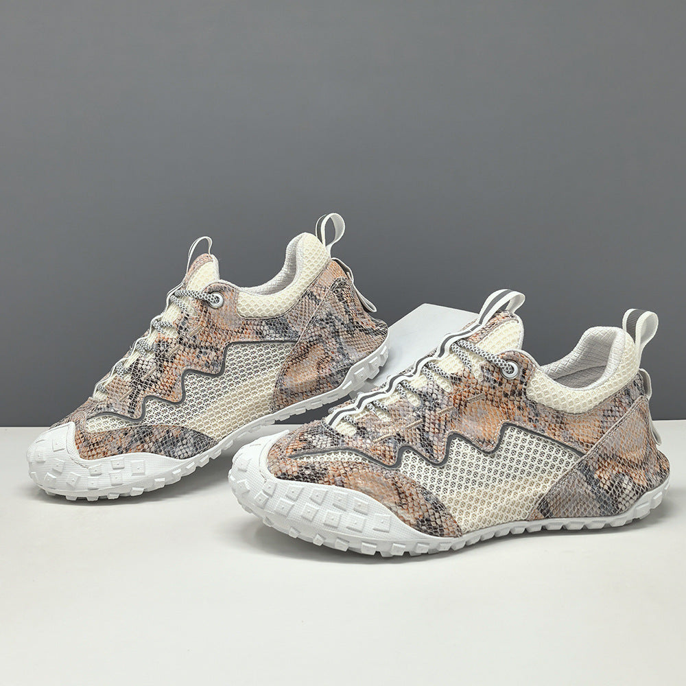 Men's Fashion Breathable Mesh Leather Casual Sneakers-RAIIFY