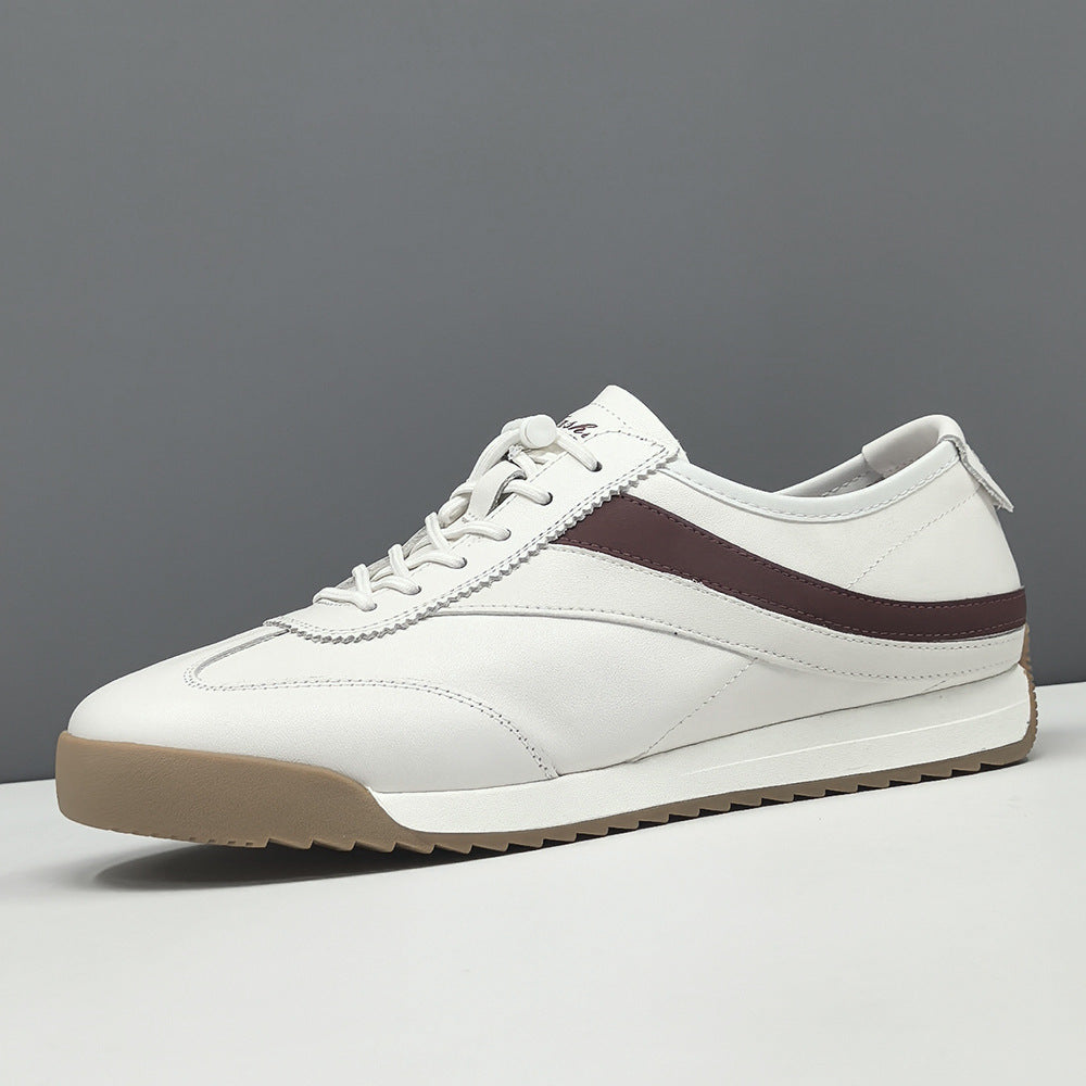 Men Fashion Leather Elastic Lace Low Top Flat Casual Shoes-RAIIFY