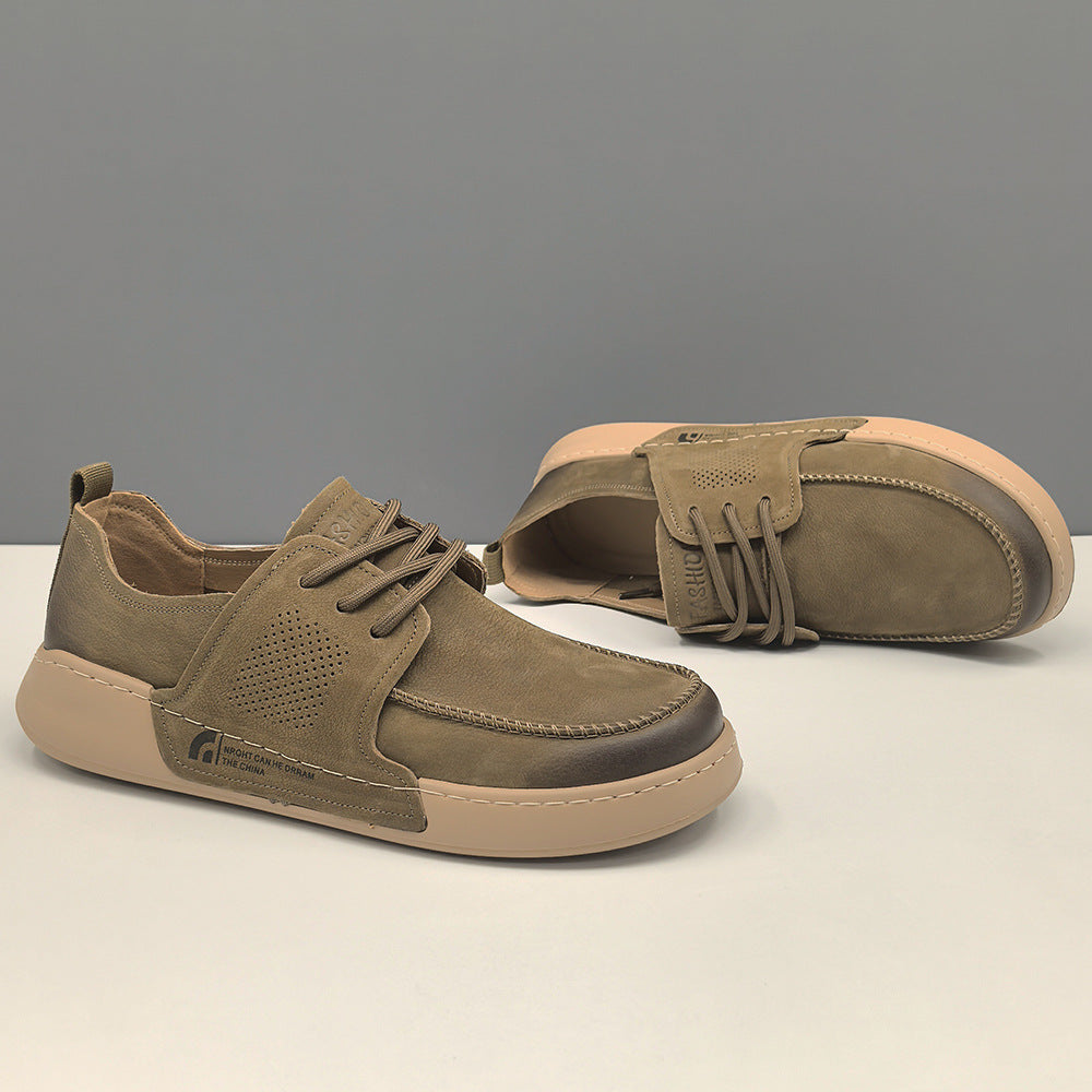 Men Minimalism Plain Leather Breathable Casual Shoes-RAIIFY