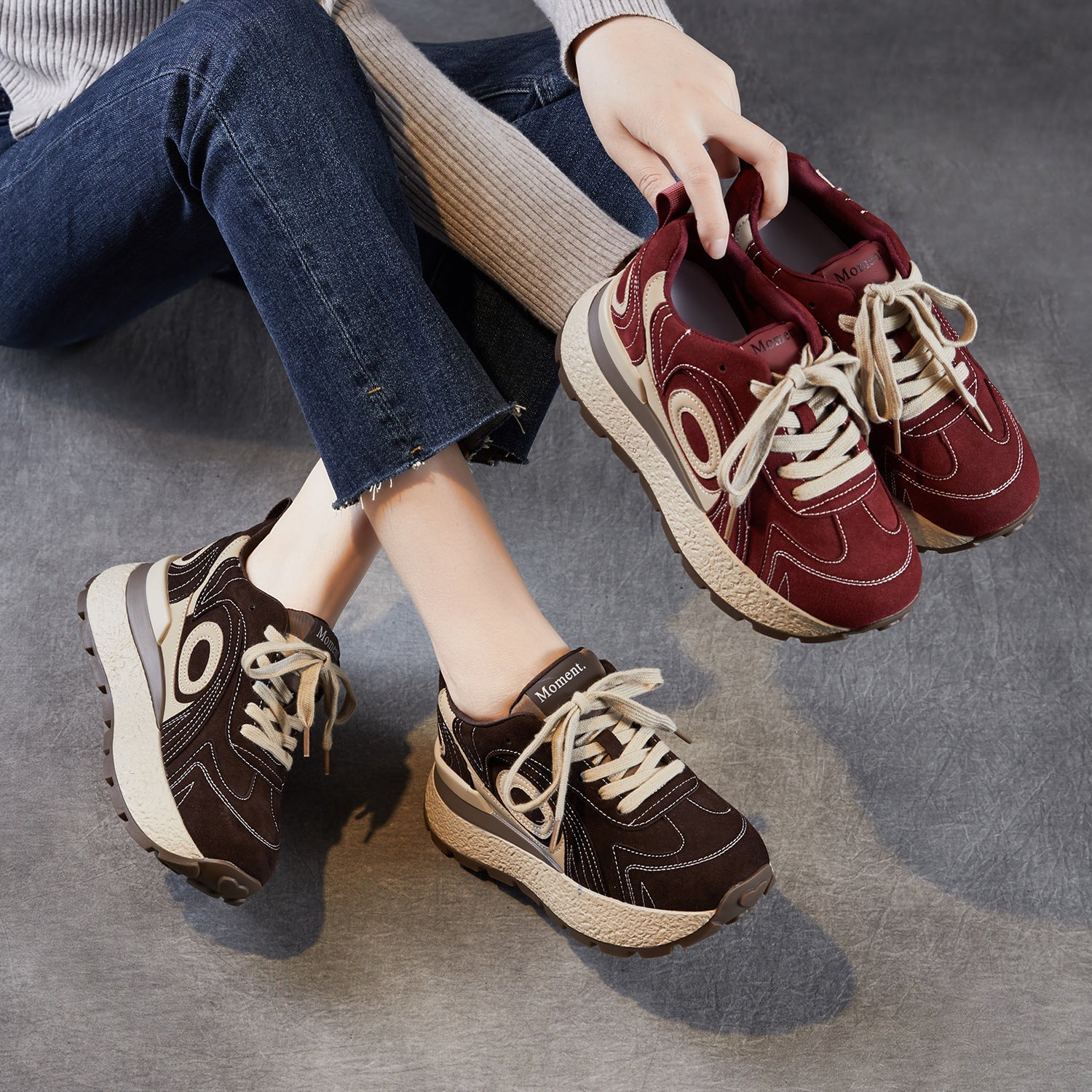 Women's Fashion Quilted Leather Chunky Platform Sneakers-RAIIFY