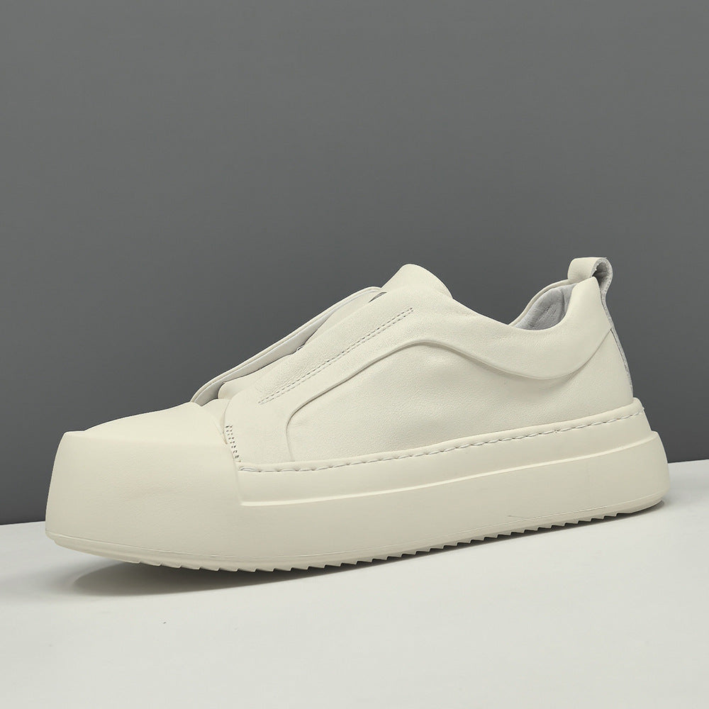 Men Minimalism Plain Quilted Leather Laceless Casual Shoes-RAIIFY