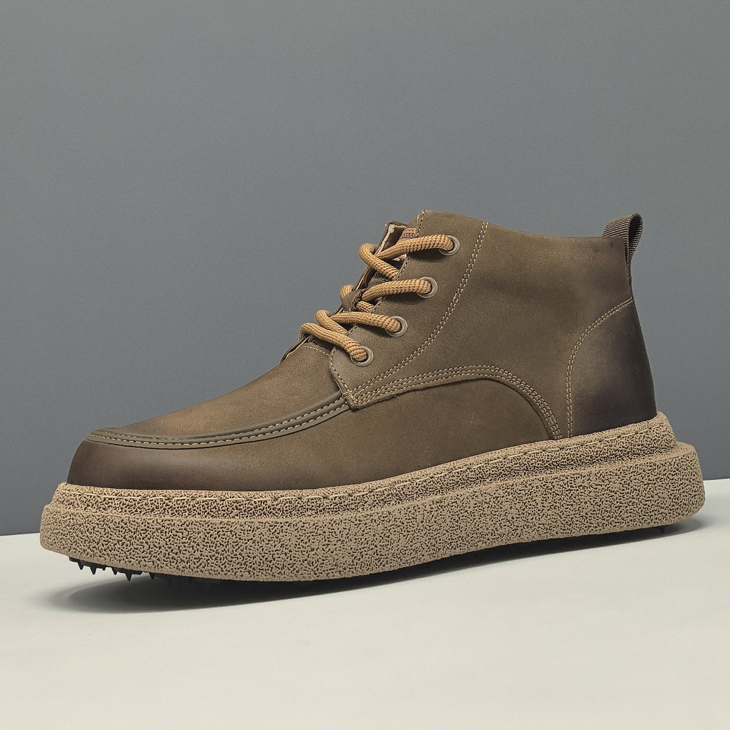 Men's Minimalist Plain Leather Flat Ankle Boots-RAIIFY