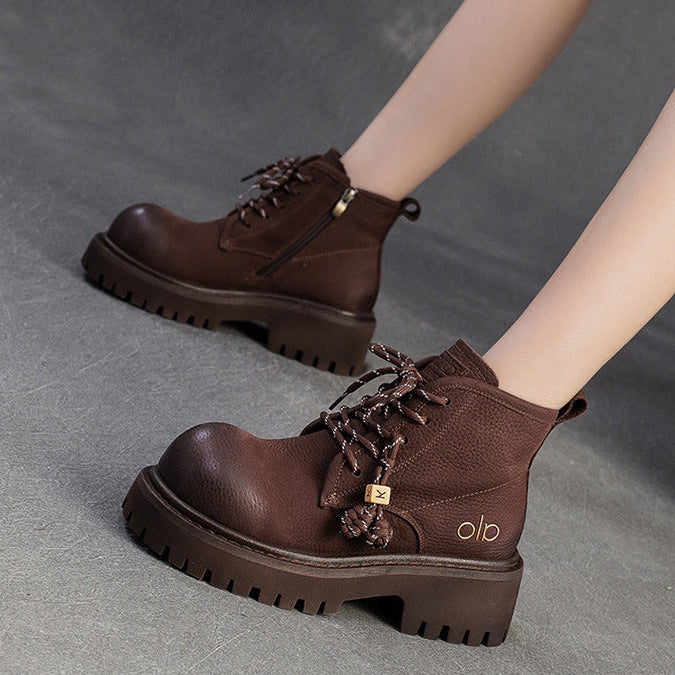 Women's Retro Quilted Leather Winter Furred Snow Boots-RAIIFY