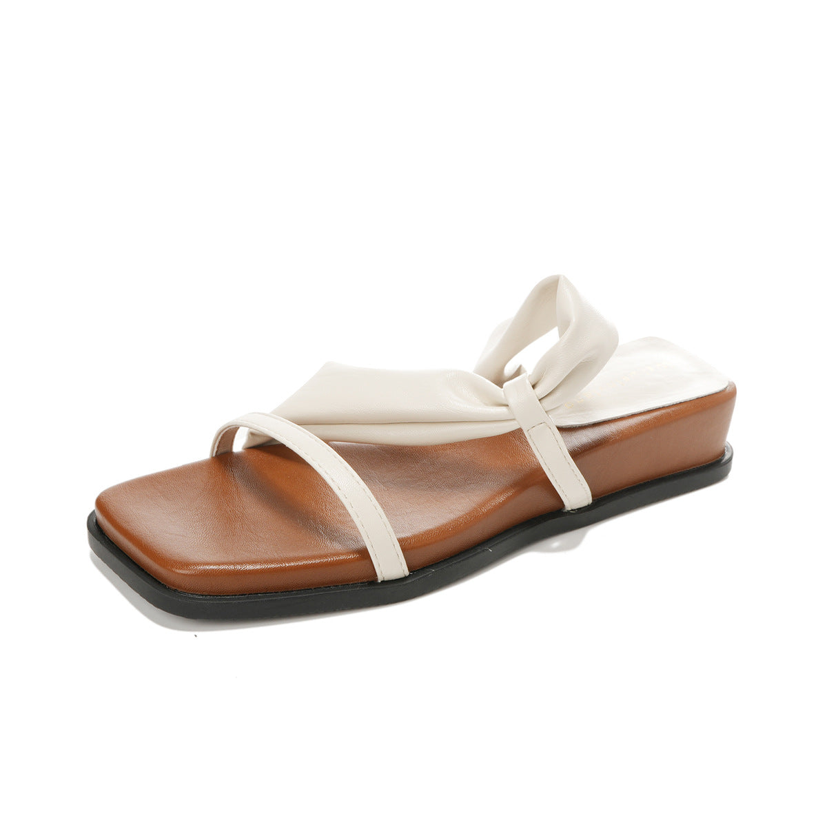 Women's Strappy Square-Toe Chunky Sole Slides-RAIIFY
