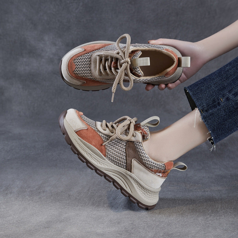 Women Fashion Patchwork Hollow Mesh Casual Sneakers-RAIIFY