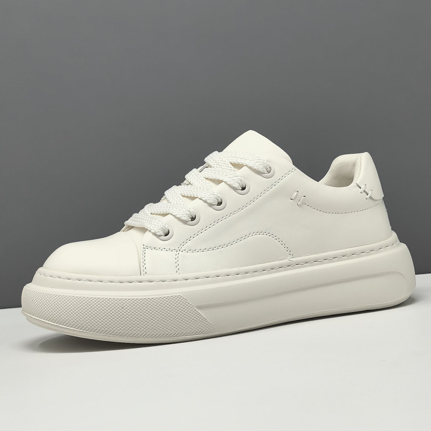 Men's Fashion Plain Leather Casual Court Sneakers-RAIIFY