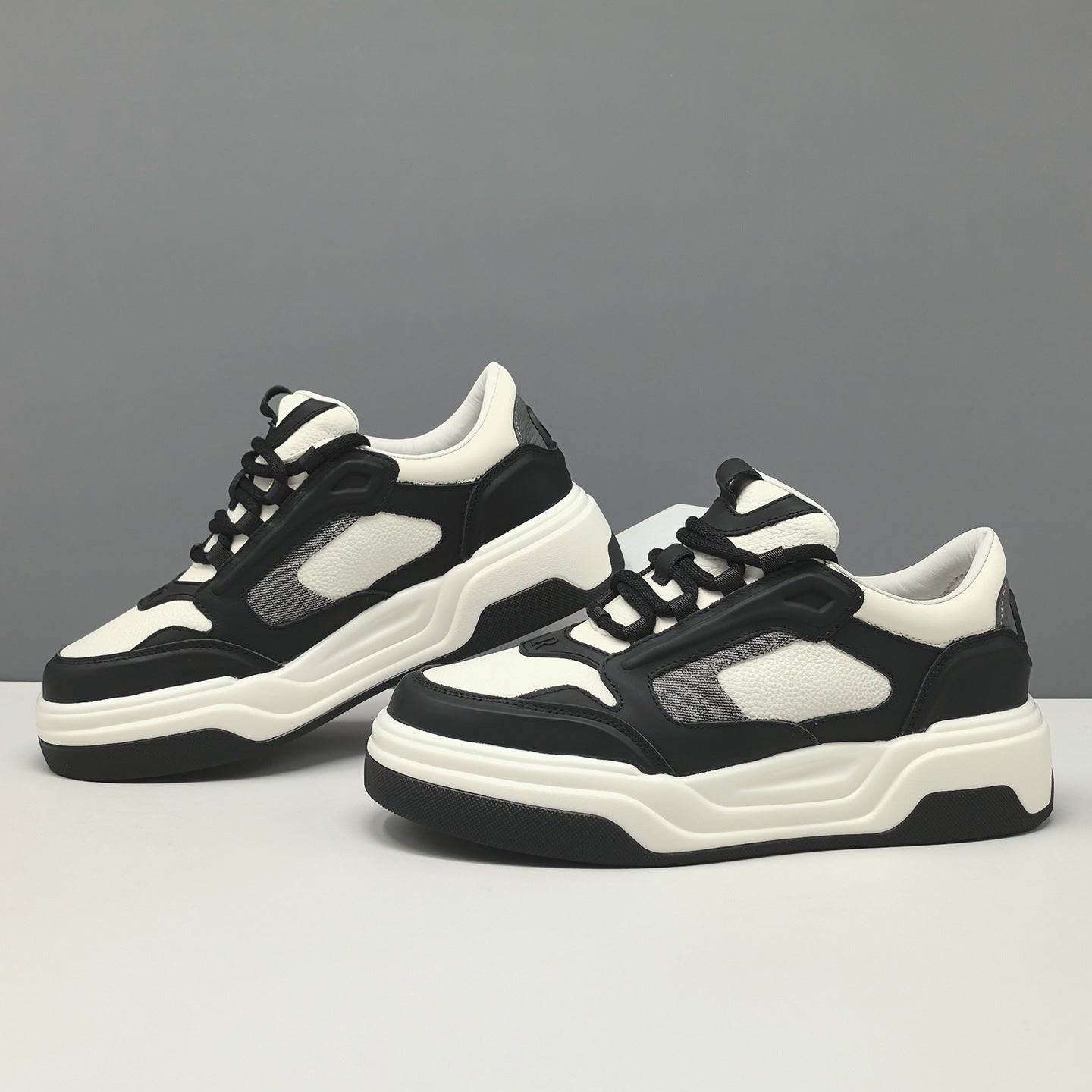 Men's Fashion Color Blocked Leather Casual Sneakers-RAIIFY