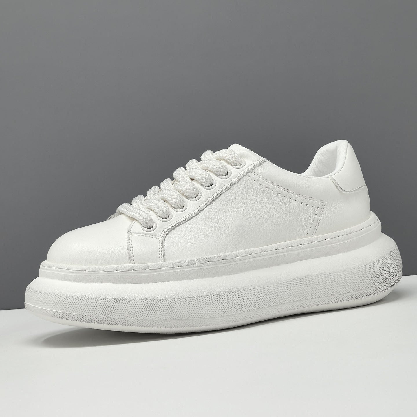 Men's Minimalist Quilted Leather Thick Soled Casual Sneakers-RAIIFY