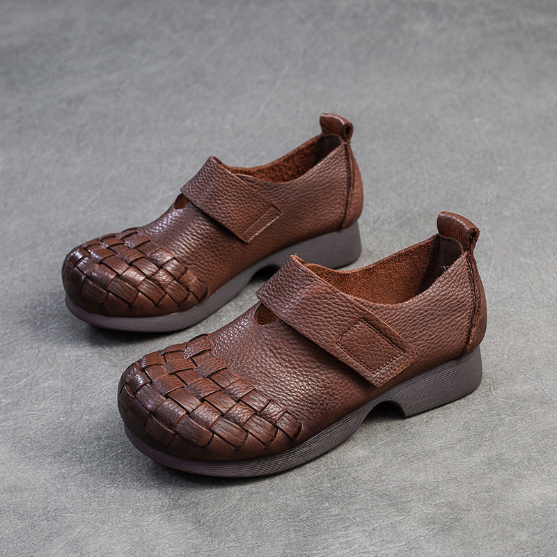 Women Retro Soft Cowhide Casual Shoes-RAIIFY