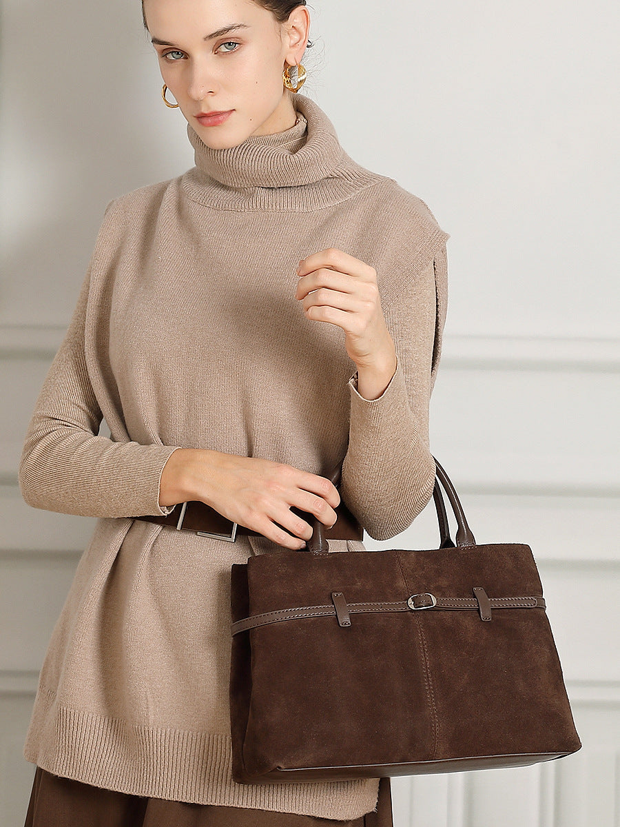 Women’s Suede Leather Retro Satchel Bag-RAIIFY