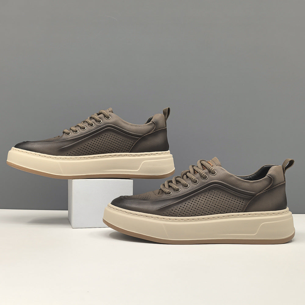 Men‘s Minimalism Breathable Leather Flat Casual Sneakers-RAIIFY