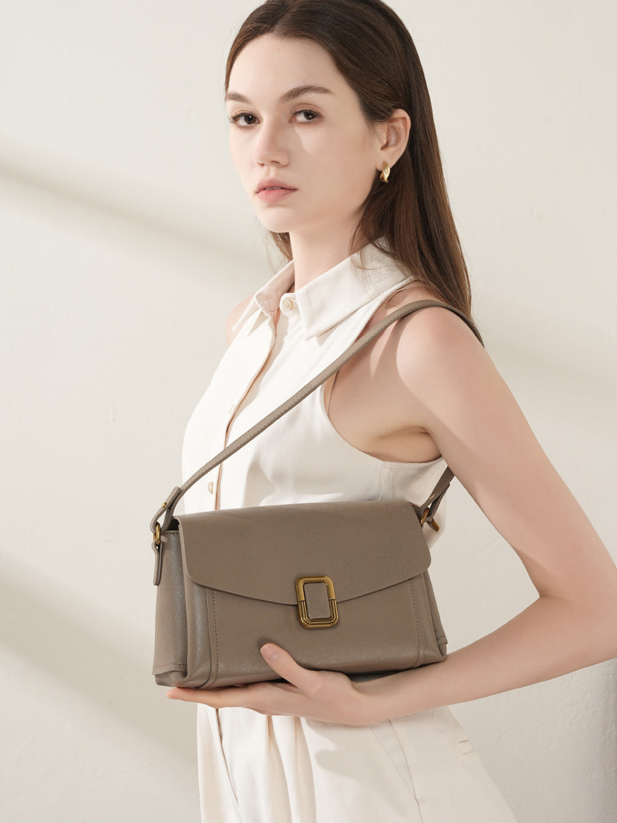 Women Fashion Plain Leather Shoulder Satchel Bag-RAIIFY