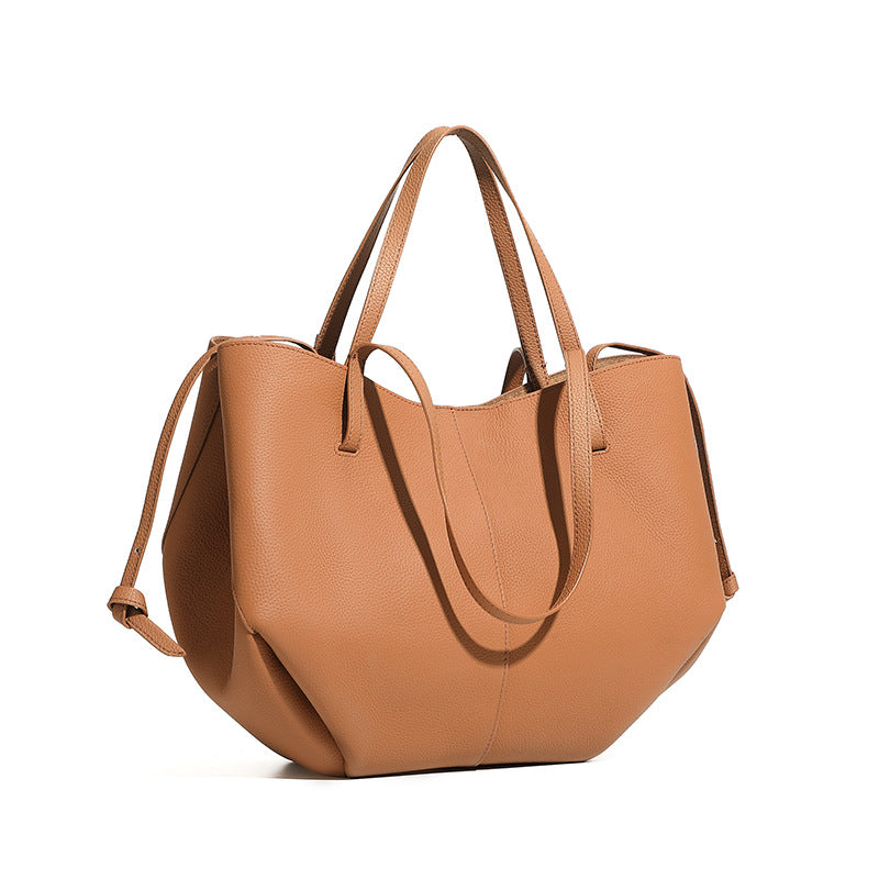 Women’s Leather Tote Bag with Detachable Pouch-RAIIFY