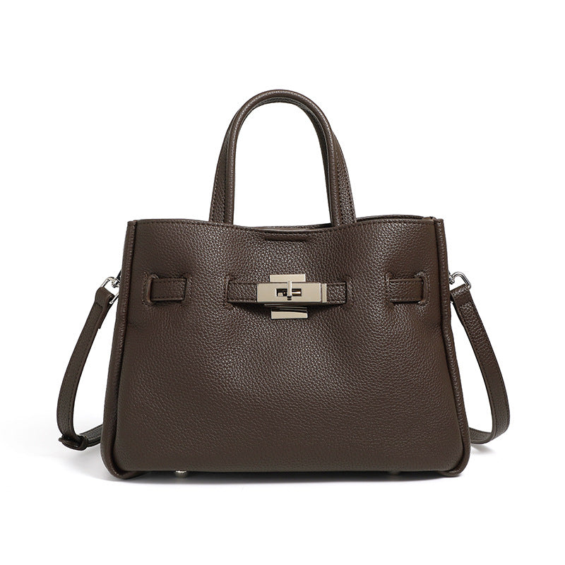Women's Fashion Plain Leather Satchel Bag-RAIIFY