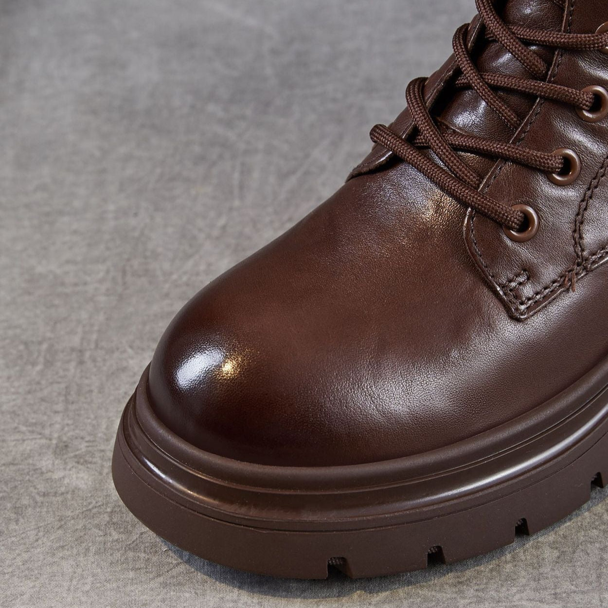 Women's Vintage Leather Winter Motorcycle Boots-RAIIFY