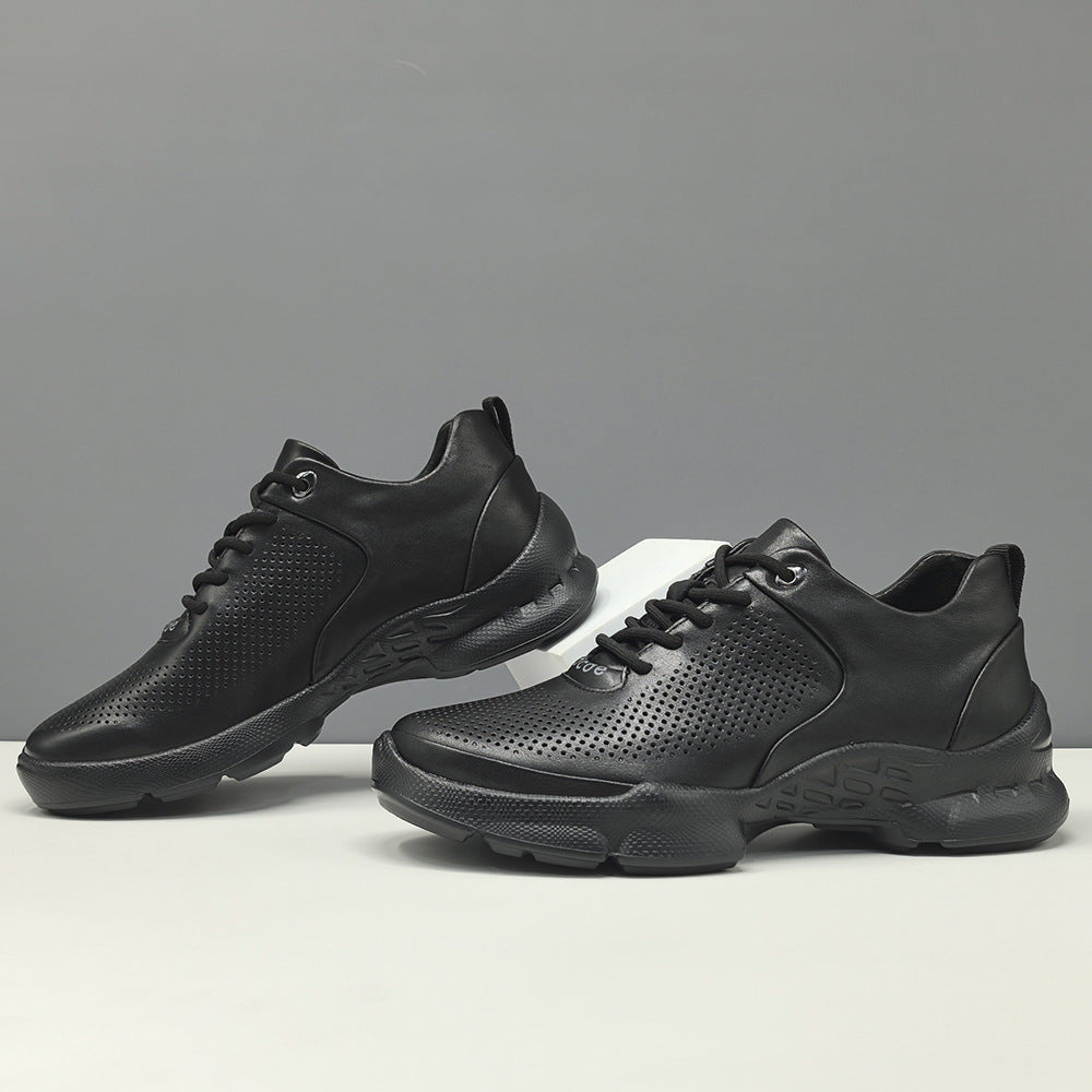 Men's Minimalism Plain Breathable Leather Casual Shoes-RAIIFY