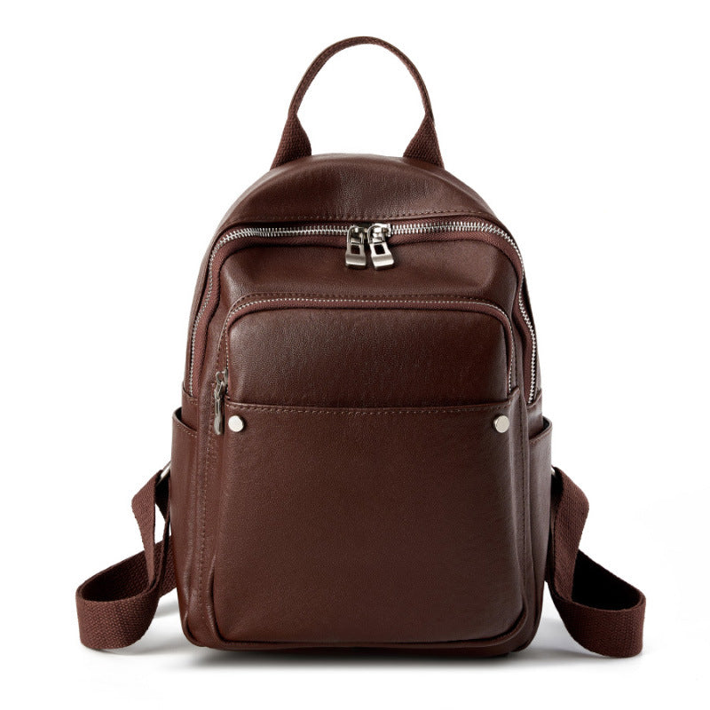 Women Soft Plain Cowhide Urban Casual Backpack-RAIIFY