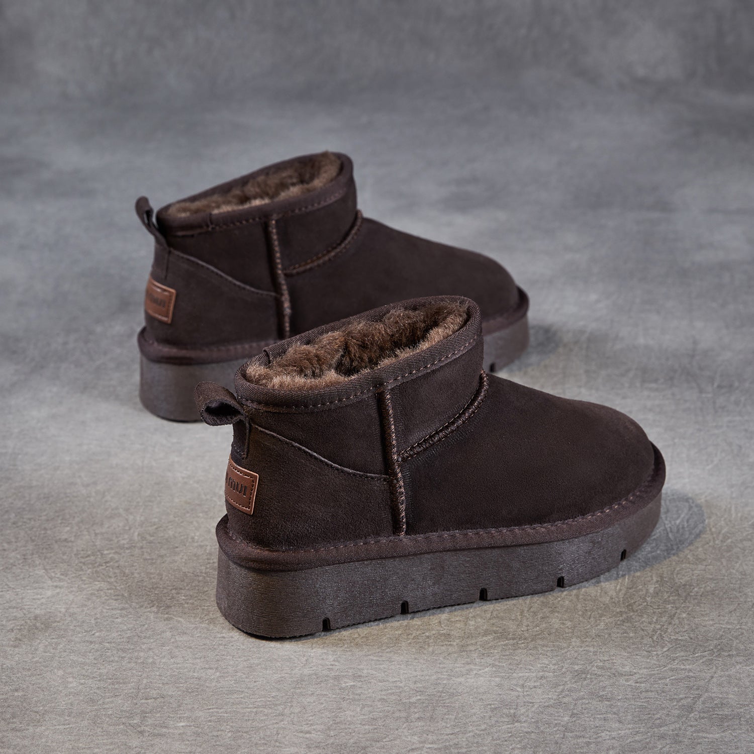 Women's Retro Plain Suede Furred Ankle Boots-RAIIFY