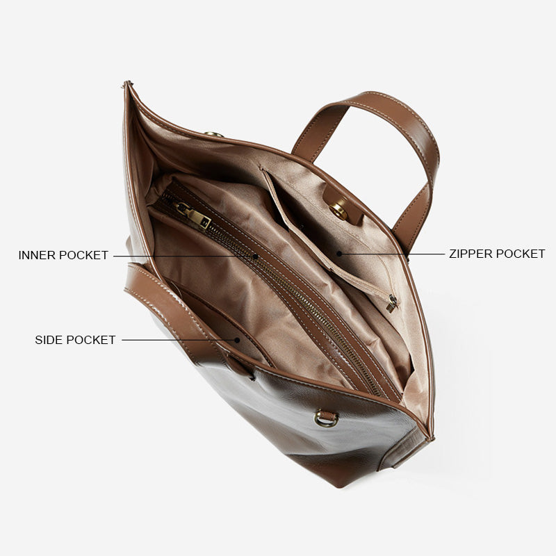 Women's Plain Leather Casual Minimalist Tote Bag