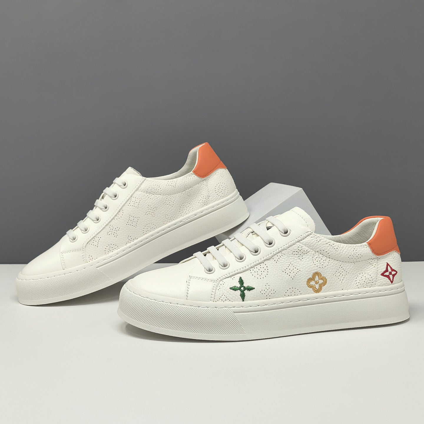 Men's Fashion Embroidery Leather Flat Casual Shoes-RAIIFY