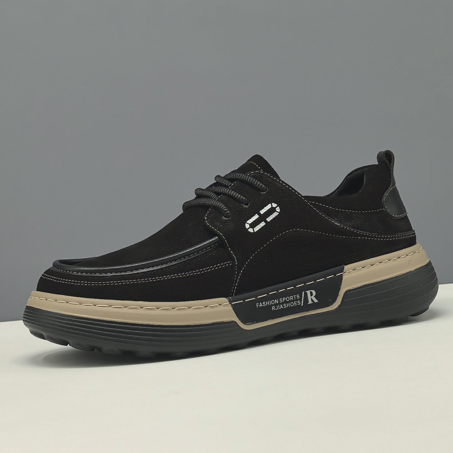 Men's Retro Plain leather Flat Casual Shoes-RAIIFY