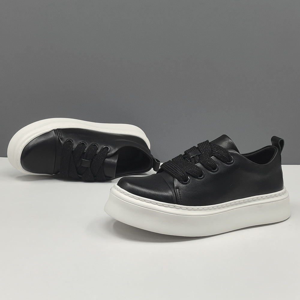 Men Minimalism Plain Cowhide Leather Casual Shoes-RAIIFY