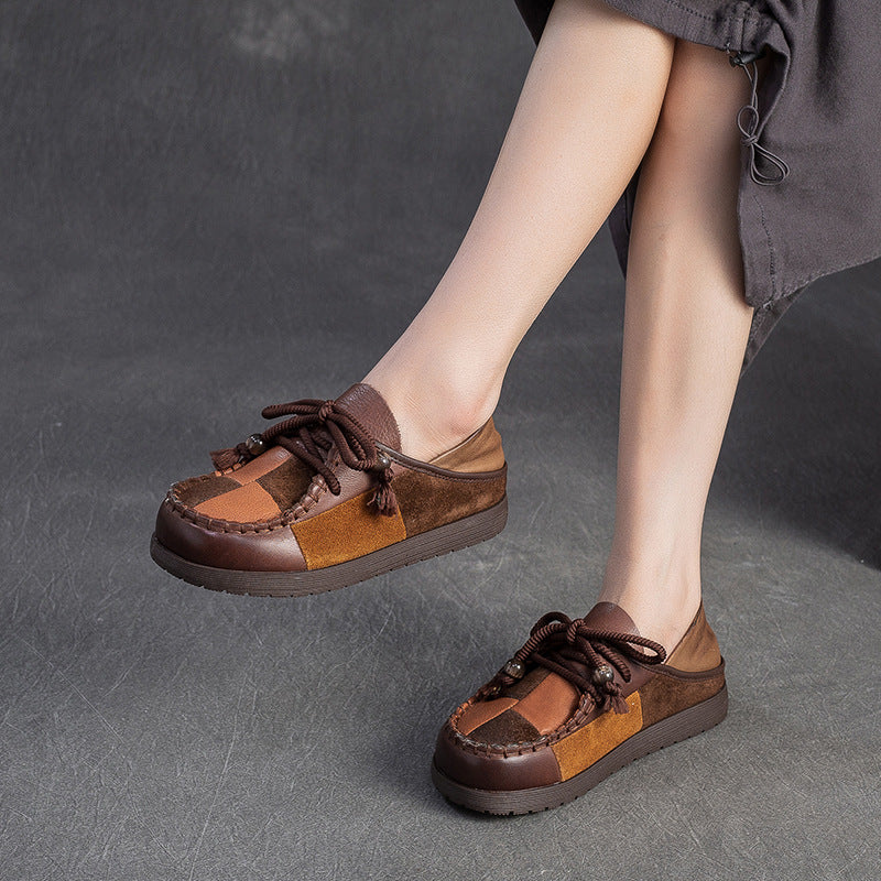 Women's Retro Color-Blocked Flat Casual Shoes-RAIIFY