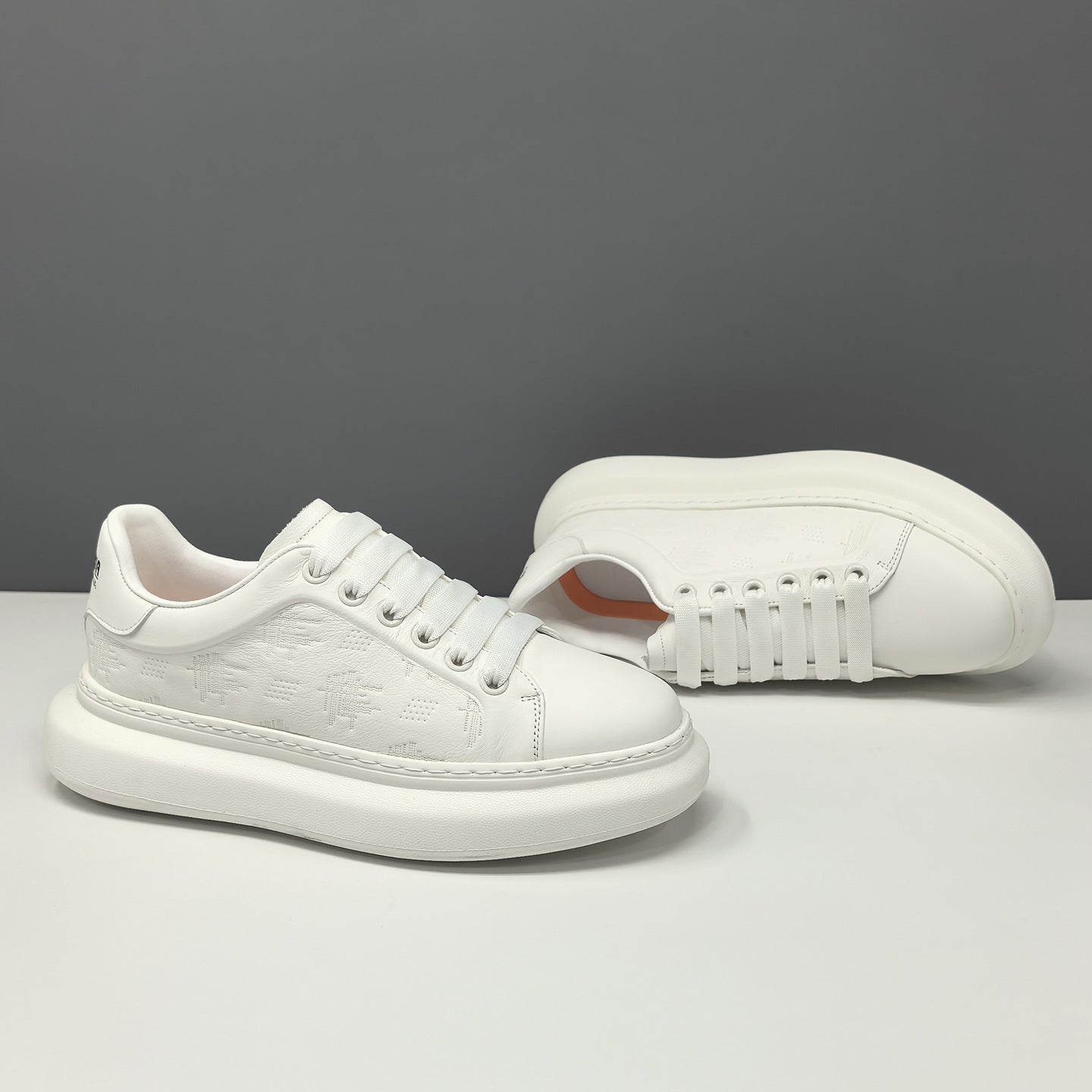 Men's Fashion Embossed Leather Flat Casual Sneakers-RAIIFY