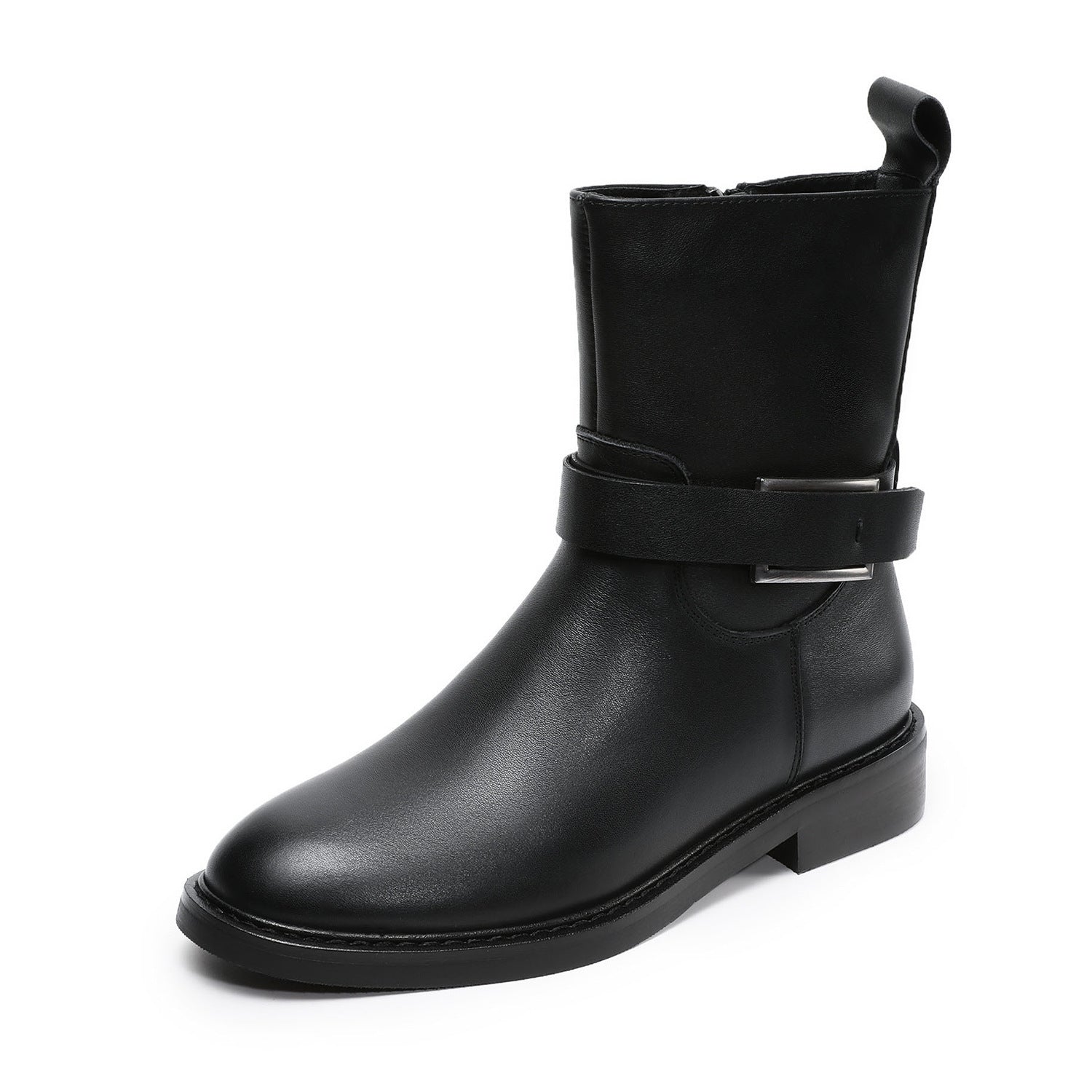 Women's Minimalist Leather Winter Furred Boots-RAIIFY